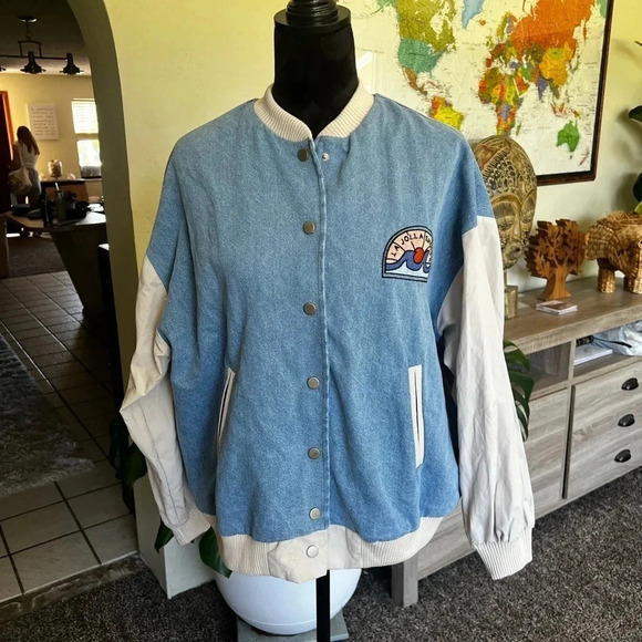 Quzu Jackets & Blazers - Quzu Mavi Oversized Bomber Jacket